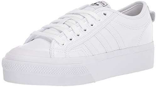 Image of adidas Women's Nizza Platform Shoes, White/White/Black, 5.5