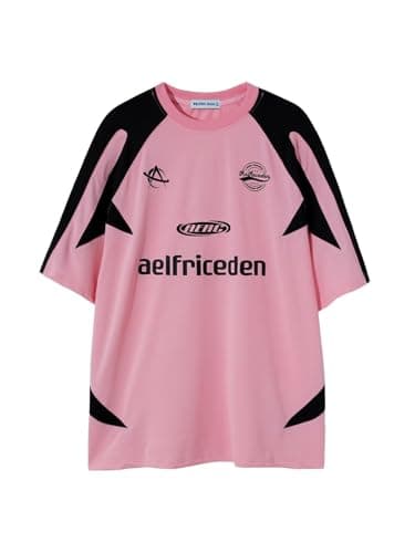 Image of Aelfric Eden Men Vintage T-Shirt Women Oversized Graphic Tees Unisex Casual T Shirt Streetwear Racing Tee Y2k Jersey Summer Tops Pink, S