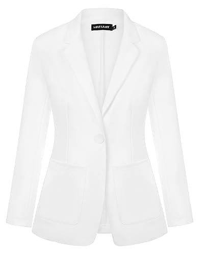 Image of MINTLIMIT Casual Women's Jacket with One Button Closure Long Sleeve Blazers Slim Fit (White XXL)