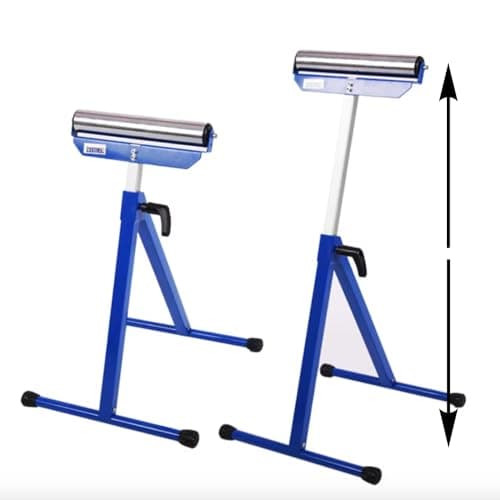 Image of ME JO 1 Pack - Adjustable Roller Stand for Woodworking – Foldable Mitre Saw Support Stand, Table Saw & Chop Saw Roller Stand Universal, 400mm Roller, Heavy Duty Workshop Support Stand