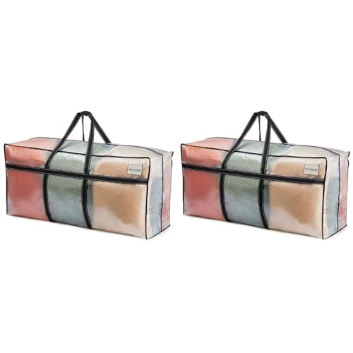 Image of VENO 2 Pack Extra Large Moving Bags, Christmas Tree Storage Bin,Heavy Duty Moving Boxes, Large Storage Bins with Lids Alternative for College, Packing Supplies Essentials (Clear, 2 Pack)