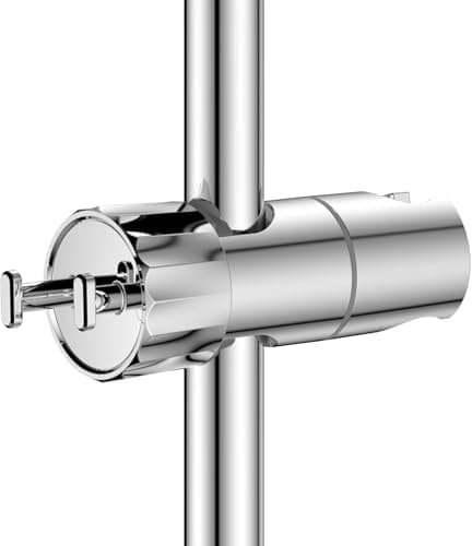 Image of YEAUPE Shower Head Holder with 2 Hooks for 19-23mm Shower Hose and 16-28mm Slide Rod,No Drilling,Angle and Height Adjustable,360°Rotation,Universal Shower Riser Rail Replacement Bracket,Chrome Plated