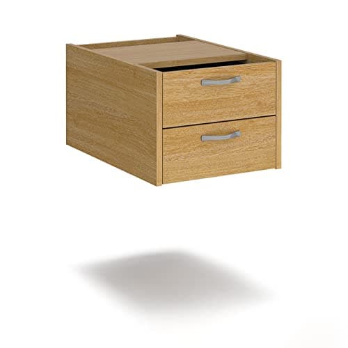 Image of Maestro 25 shallow 2 drawer fixed pedestal for 600mm deep desks, Oak