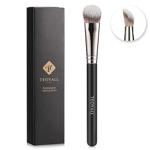 Image of TEOYALL Angled Concealer Brush, Synthetic Contour Brush for Blending Setting Buffing with Liquid, Cream and Powder Cosmetic