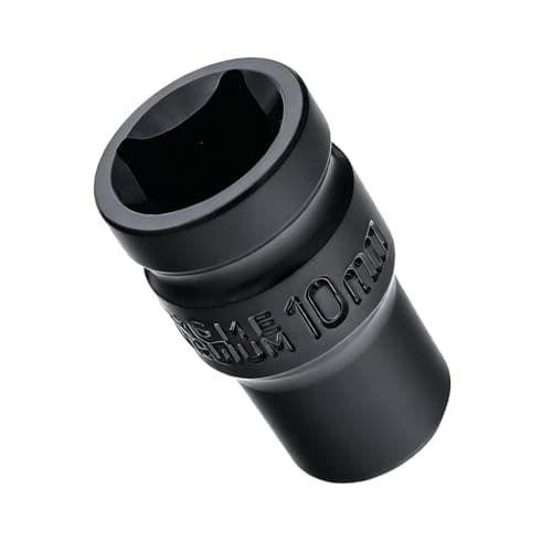 Image of Youzzei 1/2 Inch 10mm Impact Socket, 6 Point Shallow Metric Socket, Upgraded Electrophoretic Coating CR-V Steel 10mm Sockets 1/2" Drive for Car Repair Mechanical Maintenance Home Use