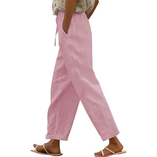 Image of Nuoke Linen Trousers Womens, Ladies Summer Trousers, Ladies White, Cargo Pants, Casual Pants, 3/4 Length Shorts, Womens Culottes, Linen Culottes, Chinos, Summer Wide Leg Pant