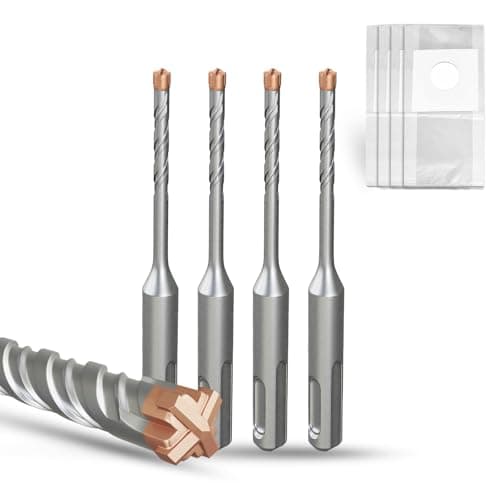 Image of METOTY SDS Plus Hammer Drill Bit 4PC 4mm×110mm, with 4 Carbide Cutting Edges, Head with Coating, Masonry Drill, Hammer Drill, Concrete Drill, for Stone, Concrete, Natural Stone, Brick Wall
