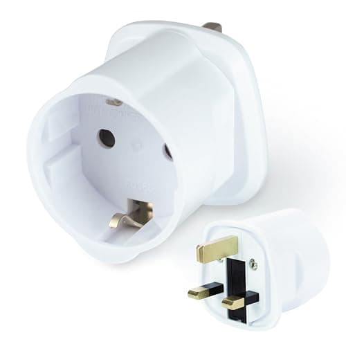 Image of Status European to UK Power Adaptor, EU to UK Travel Adapter for Visitors, White, Pack of 1 (EUTOUKVISB112)