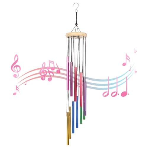Image of Wind Chimes for Garden, Colorful Wind Chimes with 12 Aluminum Tubes, Garden Hanging Ornament for Patio, Balcony & Yard Decoration, Outdoor Indoor Hanging Decor