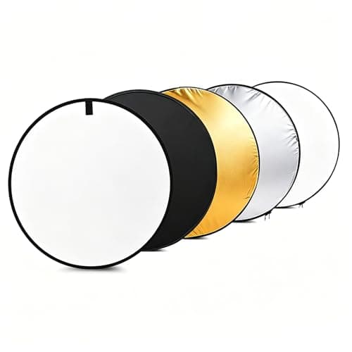 Image of Andoer 5-in-1 Light Reflector, Portable Photography Studio Multi Photo Disc Collapsible Light Reflector 24-inch, Translucent/Silver/Gold/White/Black for Studio or Outdoor Photo Lighting