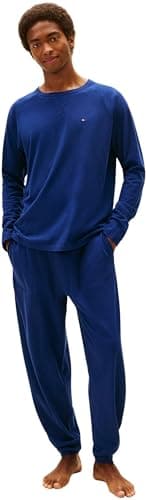 Image of Tommy Hilfiger Men’s Cuffed Jersey Pyjama Set, Blue (Preppy Navy), L