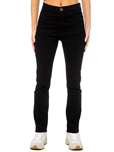 Image of 989Zé ENZO Ladies Jeans Stretch Slim Straight Leg Cotton Casual Denim Pants with Pockets EZL423 Jeans Black 14