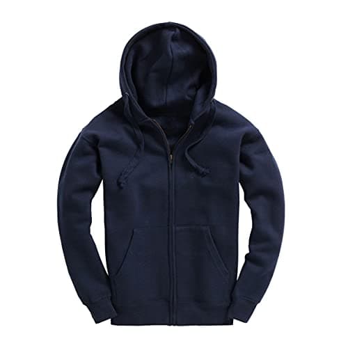 Image of Unisex Classic Full Zip Hoodie Plain Ladies Mens Hooded Sweatshirt Navy