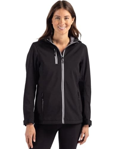 Image of Clique Women's Telemark Eco Stretch Softshell Full Zip Hooded Jacket, Black, XXL