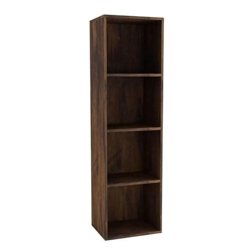Image of URBNLIVING Tier Wooden Bookcase Shelving Display Storage Shelf Unit Wood Shelves (Rustic Brown, 4 Shelf)