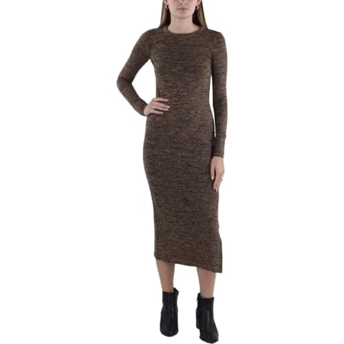 Image of French Connection Women's Sweeter Sweater Midi Casual Dress, Camel/Black, S