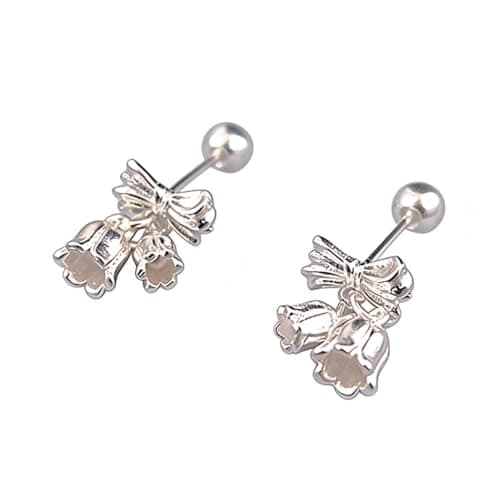 Image of TAIOYHD 925 Sterling Silver Lily of the Valley Stud Earrings Floral Jewelry for Women
