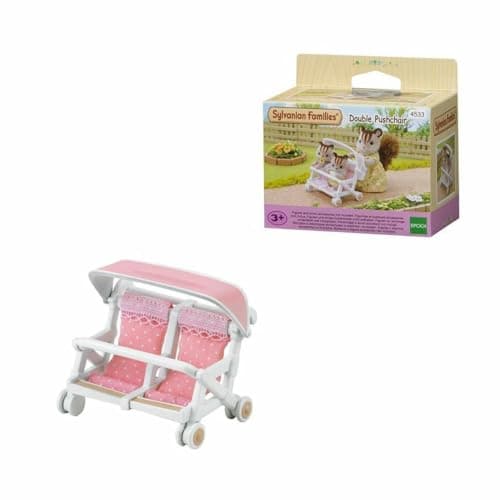 Image of Sylvanian Families Double Pushchair - dollhouse furniture 4533, Pink