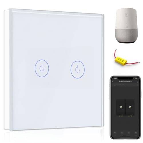 Image of BSEED WiFi Touch Switch White,2 Gang 1 Way Smart Light Switch Compatible with Alexa and Google Home,with Smart Life Remote Control(No Hub Required)-No Need Neutral Wire