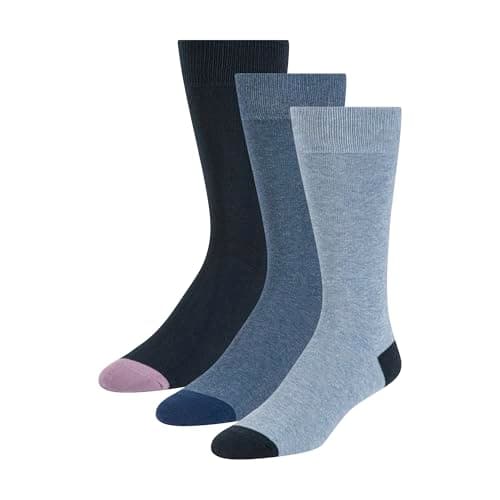 Image of Ted Baker Men's 3 Pack Pattern Crew Dress Socks, Navy/Estate Blue/Lavendula, One Size