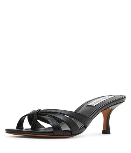 Image of Steve Madden Women's Cary Heeled Sandal, Black Leather, 6 UK