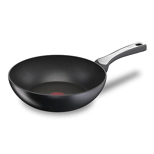 Image of Tefal Unlimited On, Premium Cookware, 28 cm Wok Pan, UK's Long Lasting Non-Stick, Frying Pan, Heat Indicator, Induction Hob Compatible, Dishwasher Safe, Aluminium, Black, G25919AZ