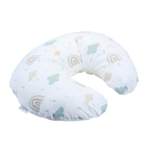 Image of Cuddles Collection Nursing Pillow with 100% Cotton Cover - Removable Cover Breastfeeding Pillows for Comfortable Nursing Support Baby Pillow (Rainbow)