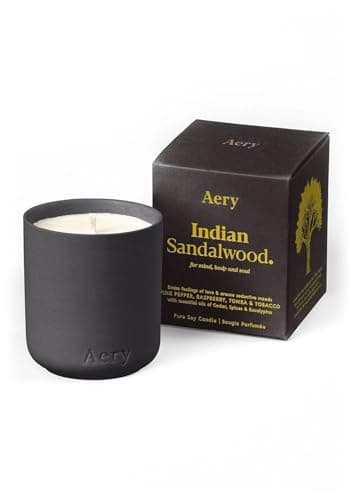 Image of Aery Indian Sandalwood Votive Soy Wax Candle - Sandalwood, Raspberry & Tonka with 100% Plant Based Wax & 25 Hour Burn Time (130g)
