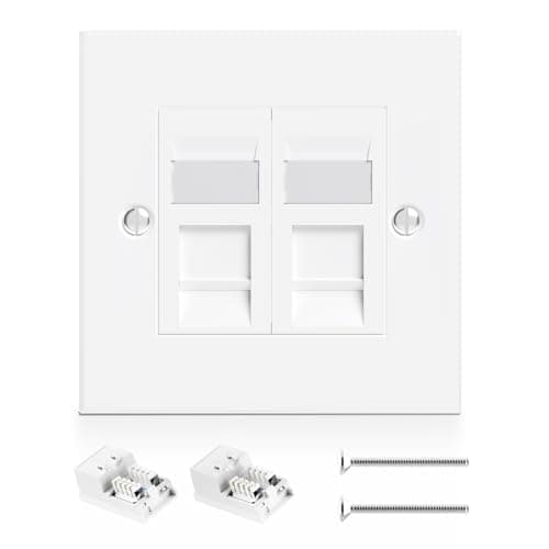 Image of VCELINK RJ45 Socket Cat6 Ethernet Wall Socket Double Port Faceplate Flat Wall Plate for CAT6/CAT5E/CAT5 Network Cable with Keystone Jack Modular 1 Pack