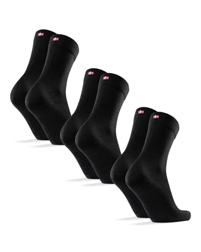 Image of DANISH ENDURANCE Merino Wool Socks Mens, Premium Smart Mens Socks, Breathable Comfort, 3 or 5 Pack, Black, 9-12