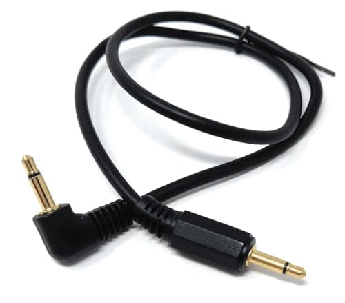 Image of DRUT 50cm 3.5mm Mono to 3.5mm Mono Jack Plug Right Angle Audio 1/8'' AUX Cord Cable Lead Black Gold 0.5ft