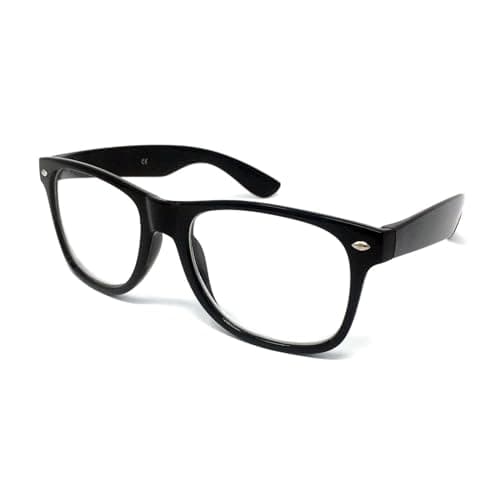Image of WS UK Adults Clear Lens Glasses - Unisex with UV400 Protection (Black)