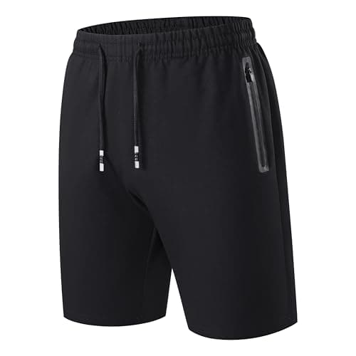 Image of HCSS Mens Shorts Casual Sports Shorts Summer Elasticated Waist with Zip Pockets(Black-XL)