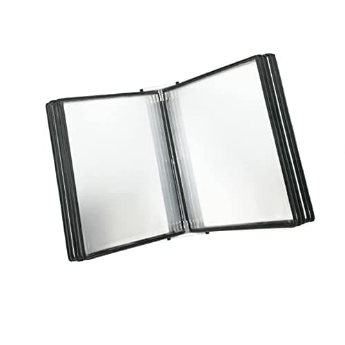 Image of ADGCFKOP Catalog Display Rack, 10 Double-Sided Panels Wall Mounted Reference System, A4 Letter Size, Assorted Colors, PVC And Metal Document Organizer Binder(Black)