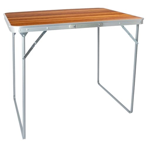 Image of Harbour Housewares Folding Table - 80cm x 60cm - Wood - Small Metal Trestle Tables Foldable Portable Side Table for Indoor, Outdoor, Garden, BBQ, Pinic, Dining, Camping