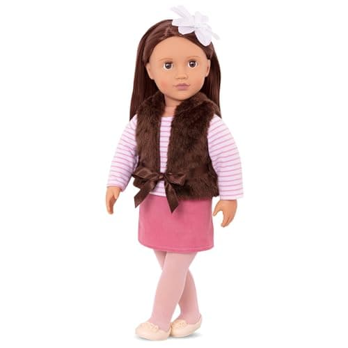 Image of Our Generation – 18-Inch Fashion Doll – Lifelike Brown Eyes & Brunette Hair – Faux – Fur Vest Outfit – Pretend Play 3+ Years – Sienna
