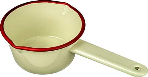 Image of New Falcon Enamel Milk Pan Cream with Red Trim 654214