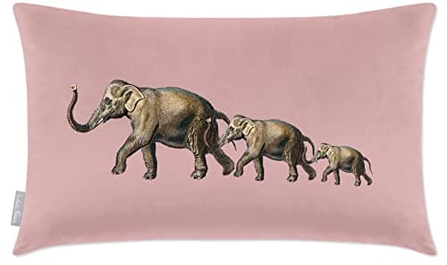 Image of Izabela Peters Cushions With Covers Included, Filled Cushion, Eco-Friendly Velvet Cushions, 50 x 30 cm, Elephants - Rosewater, Chair Cushions, Sofa Cushions, Seat Cushions