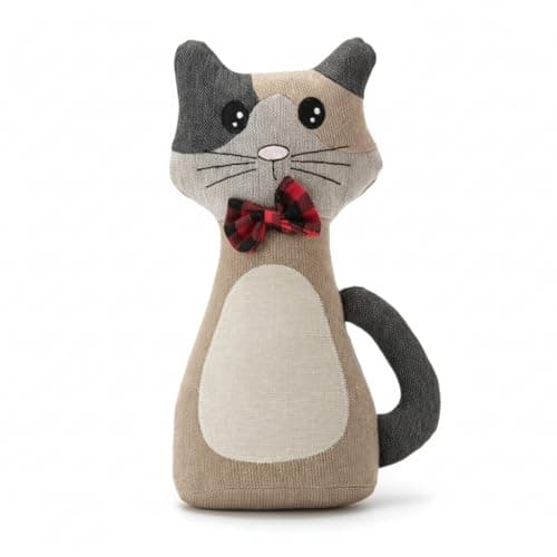 Image of A2Z Cat Door Stopper Heavy 1KG Weighted Fabric Doorstop with Cute Bow Tie Decorative Animal Door Holder for Home Bedroom & Living Room Durable Polyester Filled with Sand Freestanding Door Stop