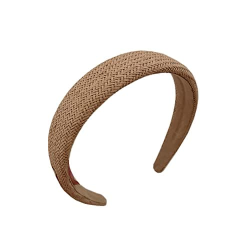 Image of Raffia Straw Headband Wide Headbands for Women's Hair Accessories for Women Girls Brown Woven Headband Hair Band Summer Beach Braid Head Bands for Women Birthday Gifts