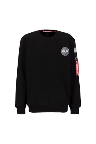 Image of Alpha Industries Men's NASA Sweater B&T Sweatshirt, Black, 4XL