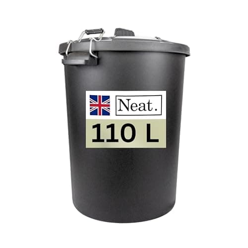 Image of NeatPlastics Dustbin 110 L, Large Dustbin for Garden with Heavy-Duty Weather Resistant and Food Grade Material, Trash Can Garbage Bin With 2 Clip Locking Lid for Indoor & Outdoor Waste, Pack of 1