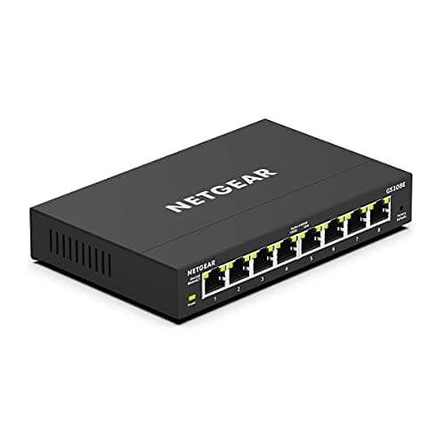 Image of NETGEAR 8-Port Gigabit Ethernet Plus Switch (GS308E) - Desktop or Wall Mount, Home Network Hub, Office Ethernet Splitter, Silent Operation