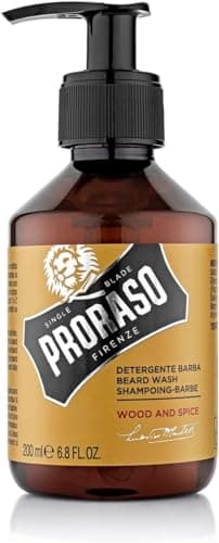 Image of Proraso Beard Wash Wood & Spice, 200ml, Scented Beard Shampoo Softens, Conditions, and Gently Removes Impurities, Made in Italy
