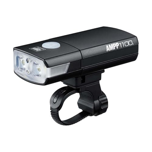Image of CatEye Ampp 1100 Super Bright LED Bicycle Front Light - 1100 Lumens OptiCube Technology - IPX4 Waterproof Rated - FlexTight Easy Fit Bracket - USB Rechargeable - Cycling Light