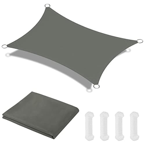 Image of OFFCUP Sun Shade Sail, 2m x 3m Rectangle Awning Canopy, 160gsm Waterproof Shade Sail Garden Sun Sail Patio Canopy 90% UV Block with Free Rope, for Outdoors, Garden, Patio, Yard, Party (Grey)