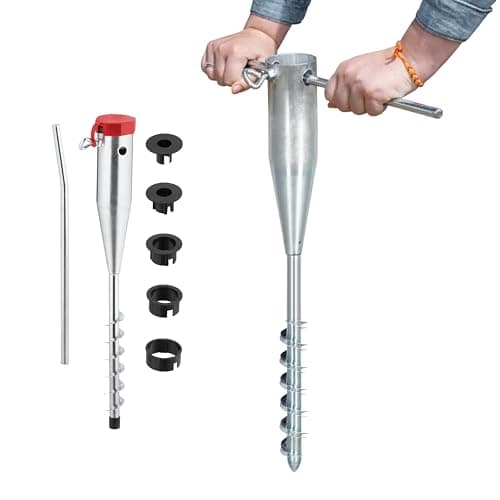 Image of Garden Mile Metal Clothes Washing Line Ground Spike Screw In Base for Rotary Airer Parasol Stand Bird Feeder