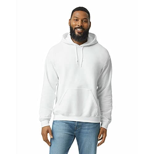 Image of Gildan Men's Fleece Hooded Sweatshirt, Style G18500, White, L