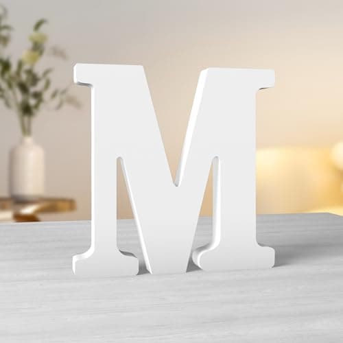 Image of Aruatu 6 Inch White Wood Letters Unfinished Wooden Letter for Wall Decor Decorative Standing Letters Slices Sign Board Decoration for Craft Home Party Projects (M)