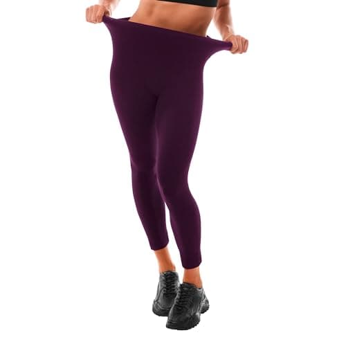Image of Leafigure Leggings for Women High Waist, Plum Purple Leggings for Running Workout S-M